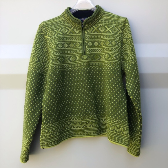 SKJAEVELAND green knit ski sweater - Picture 1 of 6